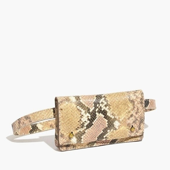 New! Madewell The Leather Belt Bag Snake Embossed Edition XS - Picture 2 of 14